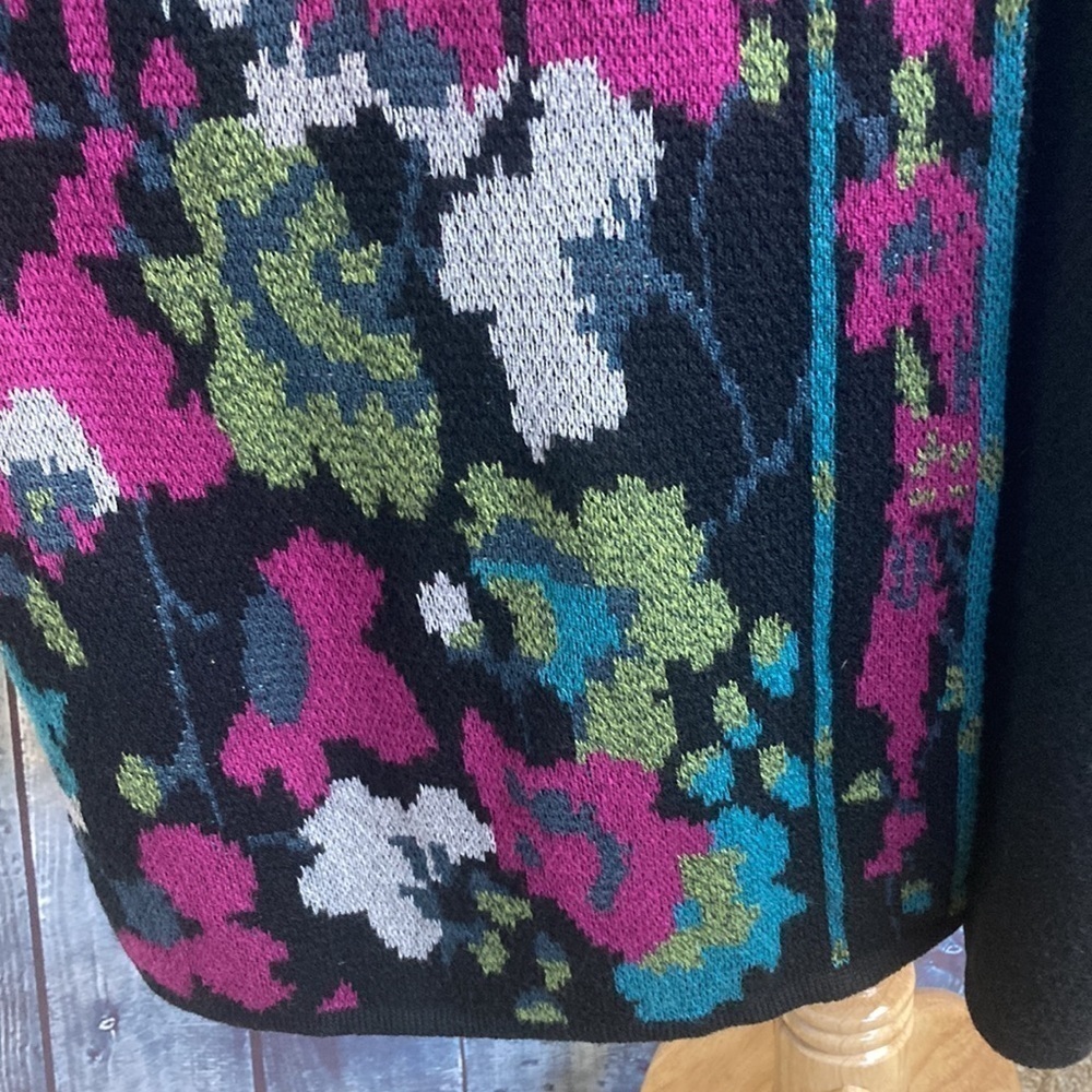 J. Jill Trailing Flowers Jacquard Topper Coat Large Lagenlook Floral Duster Fall - Picture 6 of 16